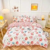 evich pink white color bedding set of 3pcs polyester quilt cover and pillowcase high quality single double king size homehold