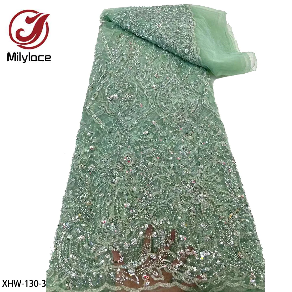 Новейшая кружевная ткань из бисера 2023 Высококачественная африканская с