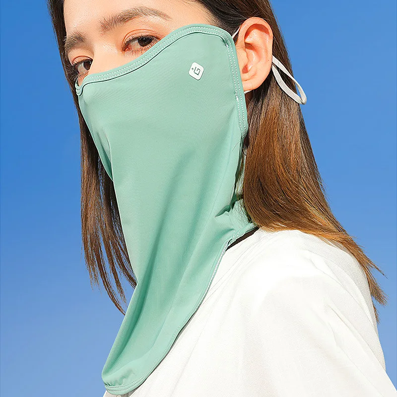 

Outdoor Sunscreen Mask UV-Protection Headscarf Women Ice Silk Ear-Wearing Face Cover Neck Sunshade Riding Breathable