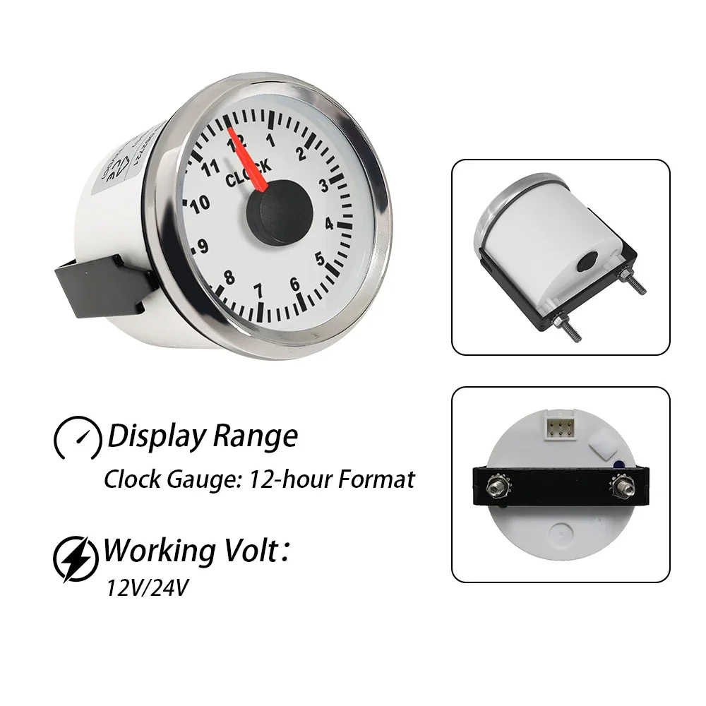 Водонепроницаемые часы 52 мм 12-часовой формат с красной подсветкой 12 В 24 для
