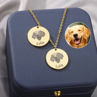 custom pet photo necklace for women stainless steel personalized cat dog name necklace pet lover jewelry memorial gift