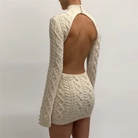 long sleeve sexy backless knitted dress women dress mini fashion casual warm skinny bodycon sweater dresses autumn winter dress