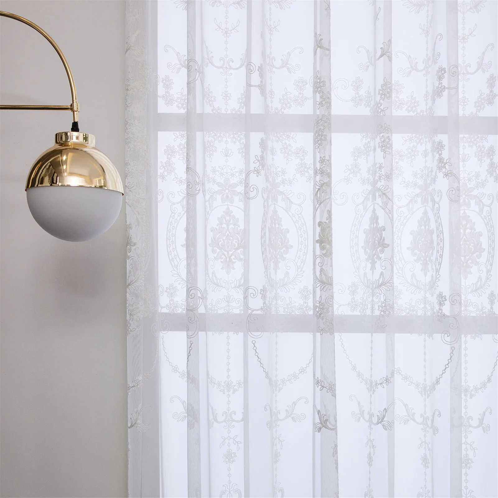 

Topfinel Natural Embroidered Sheer Curtains for Living Room Bedroom Elegant Tulle Curtains Embroidery White Voile Curtains Panel