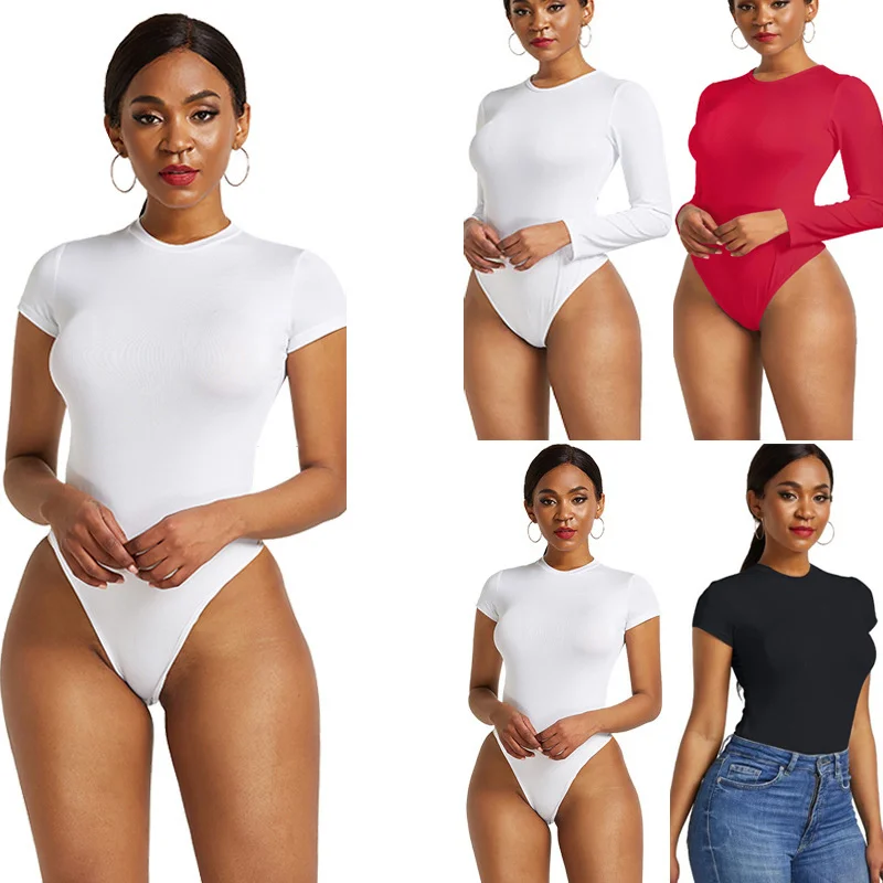 

Sexy one bodycon piece bodysuit sleeve short the basic white-white-red overalls female upper body thin female overalls