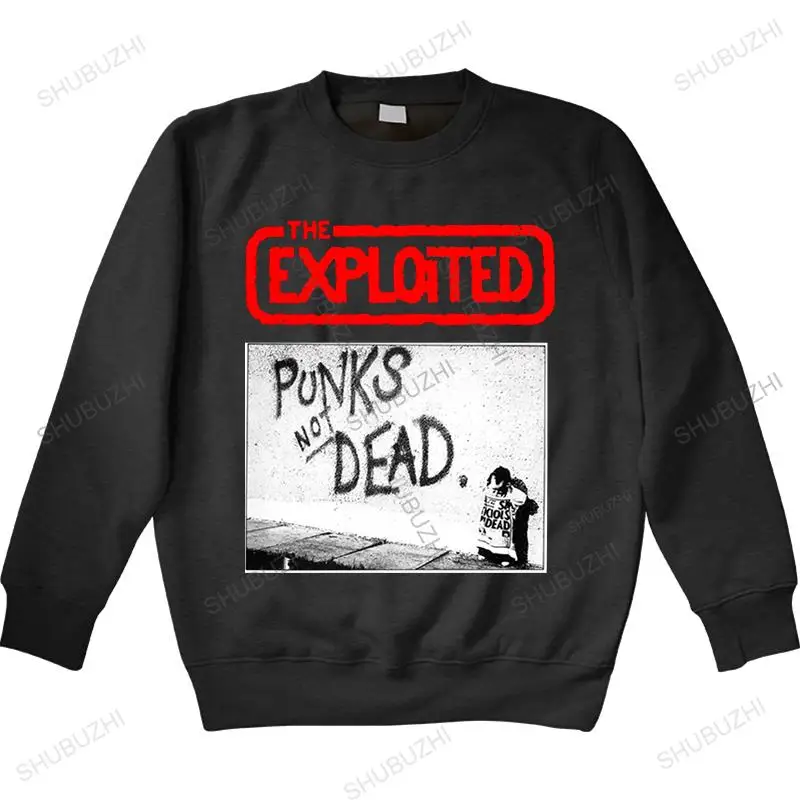 

Men high quality hoody sweatshirt The Exploited PunkS Not Dead Vintage Black Print hoodie men's crew neck warm hoodies top