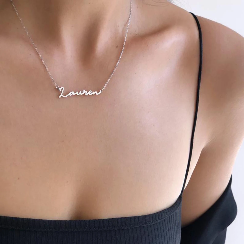 Fils Name Pendant Necklace Women Jewelry Stainless steel Personalized Custom Link Chain Choker Pendant Necklaces Custom Colar