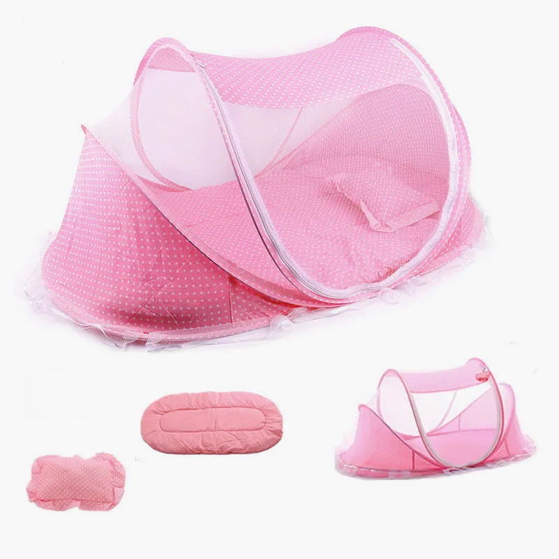 

Baby Bedding Crib Netting Folding Baby Mosquito Nets Bed Mattress Pillow Three-piece Suit For 0-3 Years Old Children