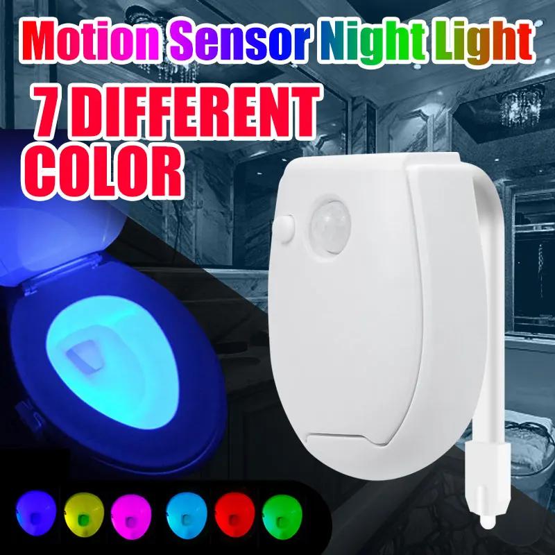 

Ночсветильник для туалета с пассивным ИК датчиком движения, светодиодсветильник лампа для туалета, ночная лампа для ванной комнаты, 7 цвето...