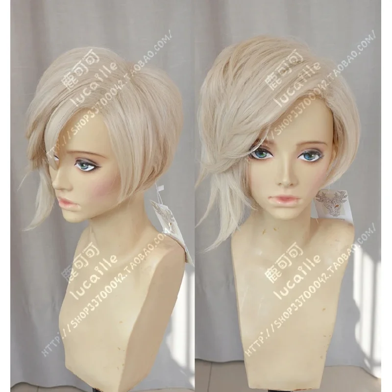 Парик для косплея из короткого льняного светлого конского хвоста Game OW Angela милори