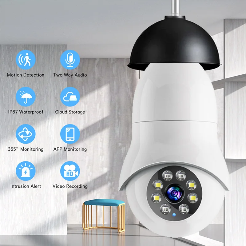 

5G Wifi E27 Bulb Surveillance Camera Night Vision Wireless Home Camera 2MP CCTV Video Security Protection Camera Wifi ip Monitor