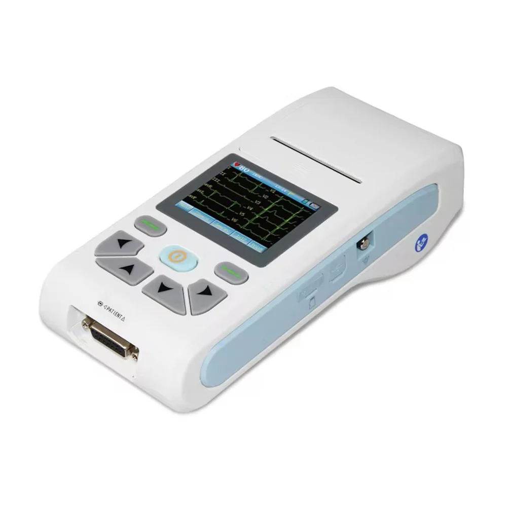 Фото Портативный цифровой электрокардиограф ECG90A с 12 каналами и сенсорным экраном, совместимый с ПО для ПК, для мониторинга ЭКГ №3