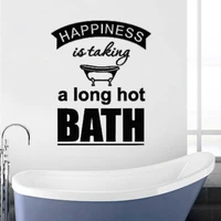 happiness is taking a long hot bath quotes wall stickers vinyl decals waterproof bathroom home room decoration murals dw14191