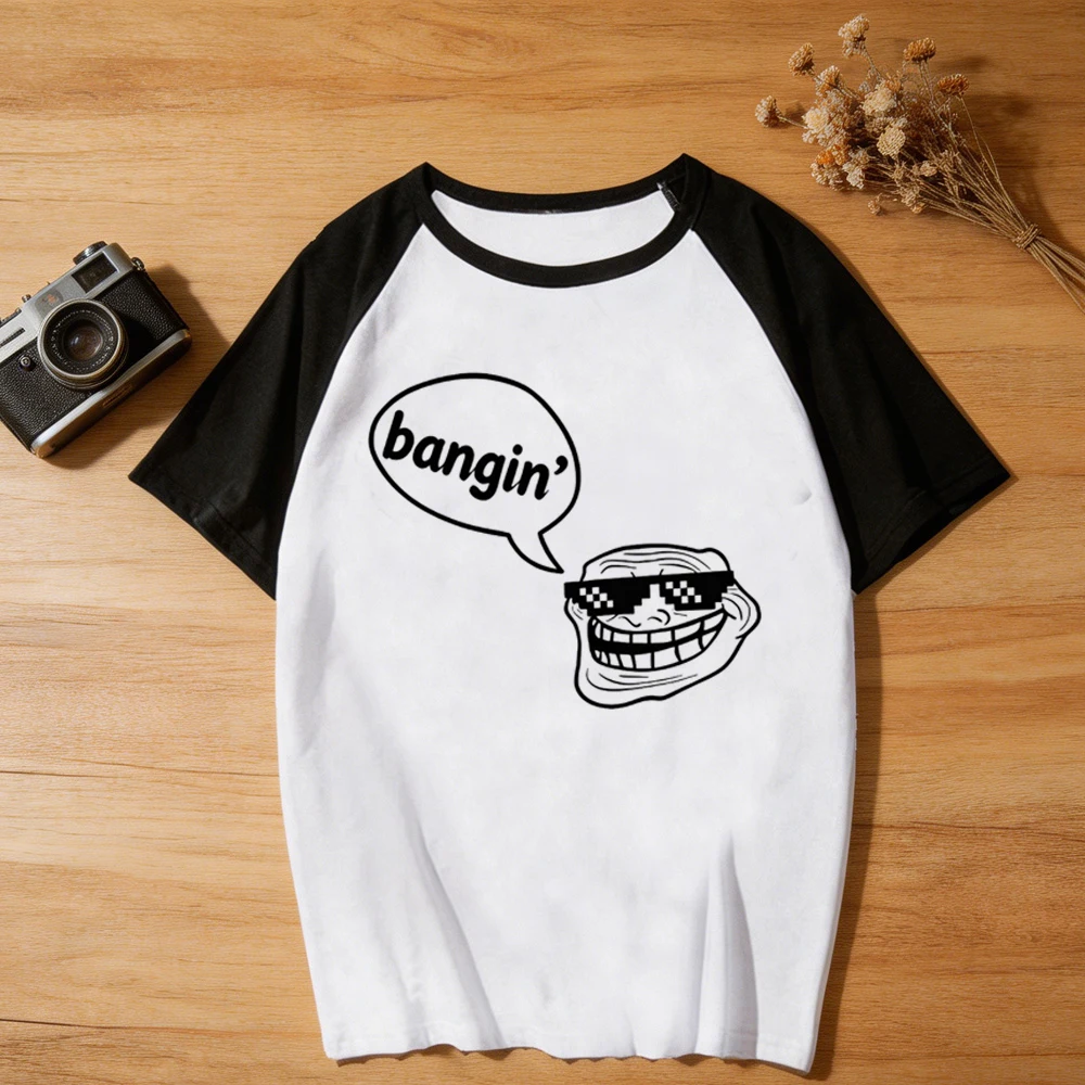 Фото Футболка Trollface женская с принтом, распродажа 2000-х годов, эмо-стиль 80-х, топы, футболки, уличная одежда с принтом, распродажа. №3