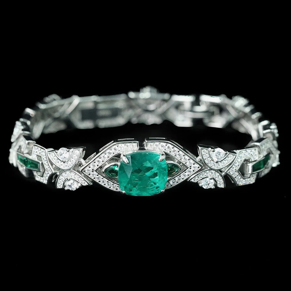 Винтажный Браслет WUIHA из драгоценных камней 100% 925 пробы серебряный лабораторный