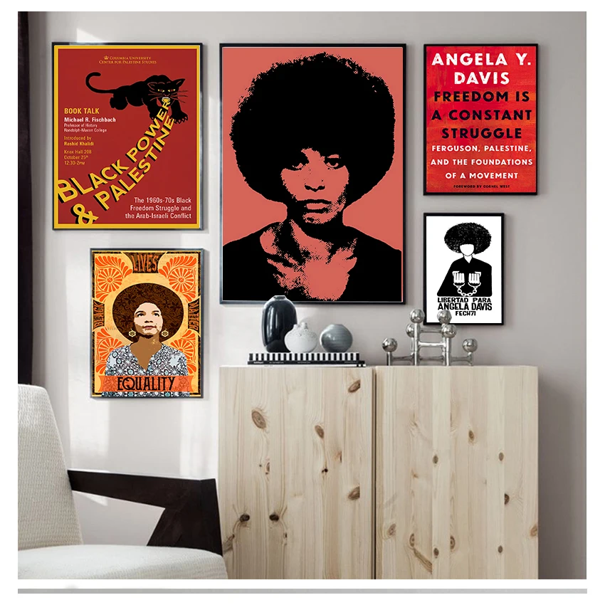 

Gift Black Panther Party Angela Davis Freedom Leader Canvas Painting Vintage Picture Kraft Poster Coated Wall Sticker Home Decor