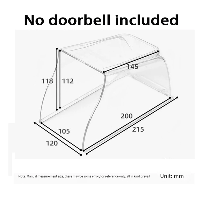 PC Plastic Lengthen Doorbell Rain Cover Transparent Waterproof Weatherproof Protector Attachment Durable