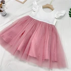 Милое Платье для девочек на вечерние ринку, элегантное платье для маленьких девочек, Сетчатое женское платье на день рождения, платье-пачка с бантом, детское платье из тюля