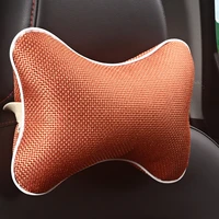 breathable linen car neck pillow pack headrest for head pain relief filled fiber universal solid color four seasons car pillows