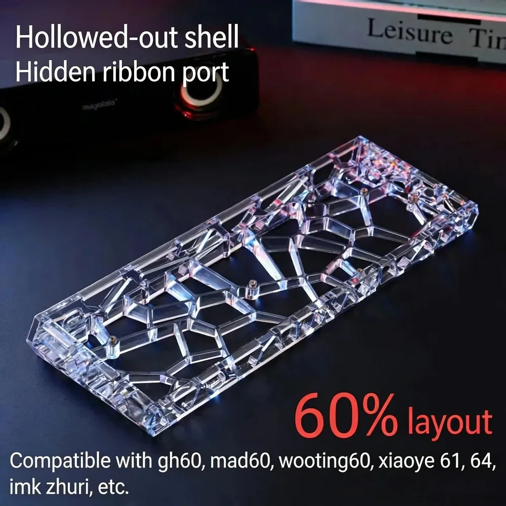 Фото Прозрачный корпус для клавиатуры GH60 (60% раскладка), совместимый с Holy60/MAD60/GT60/Wooting60HE/win60, для самостоятельной сборки, подарок для любителей DIY №1