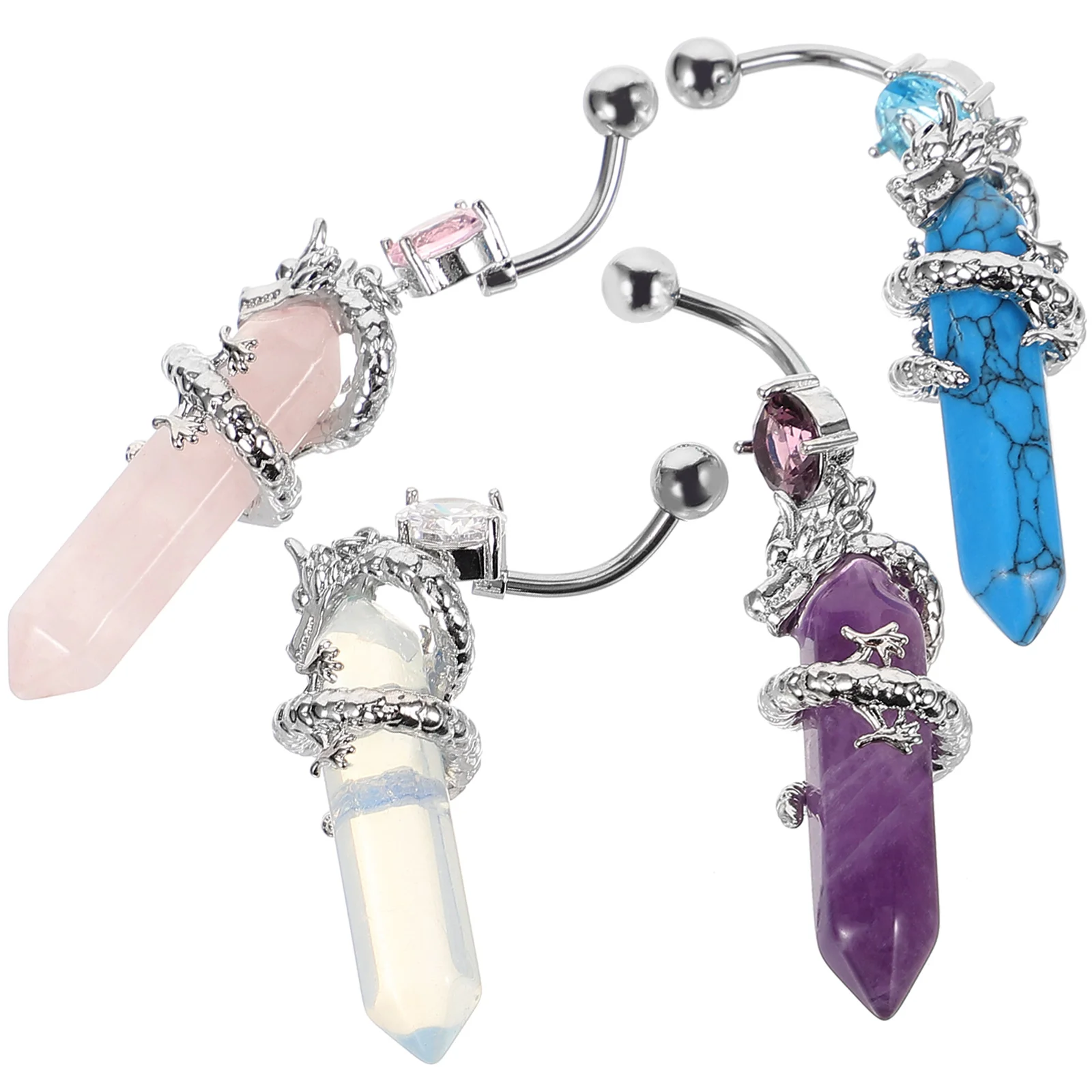 

4 Pcs Belly Rings Women Shiny Button Girls Navel Umbilical Nail Body Pierced Jewelry