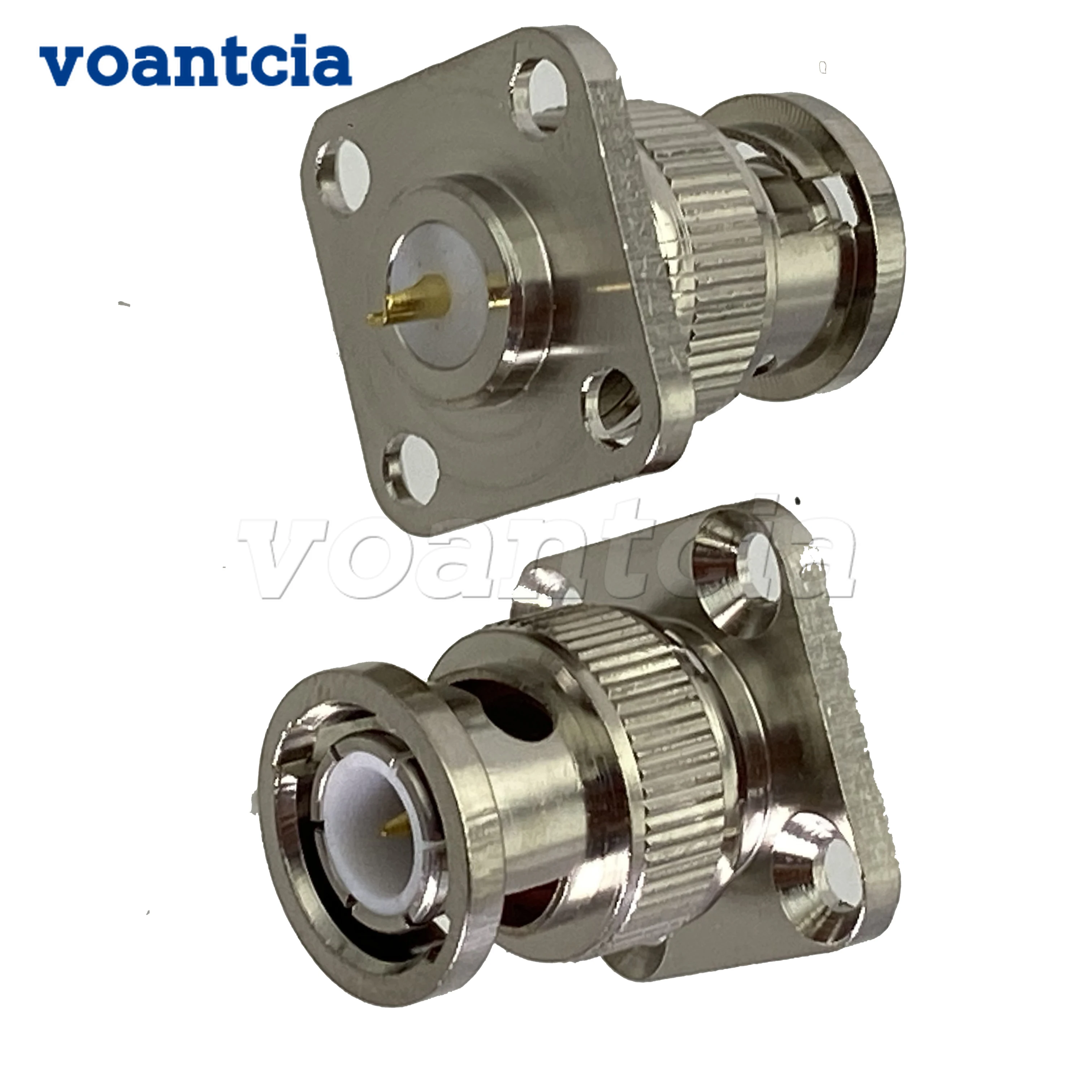 

10pcs Connector BNC Plug Male 4 Holes Flange Solder Pancel Mount Wire Terminals Straight RF Coaxial Adapter New