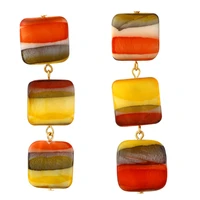 personality colorful square shell long earrings for woman exaggerated bohemian geometric earrings wholesale