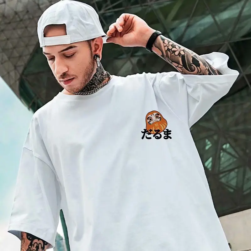 

T-shirt short sleeve men's fashion brand couple loose print bottomed shirt fattened and increased 5-point sleeve T-shirt fashion