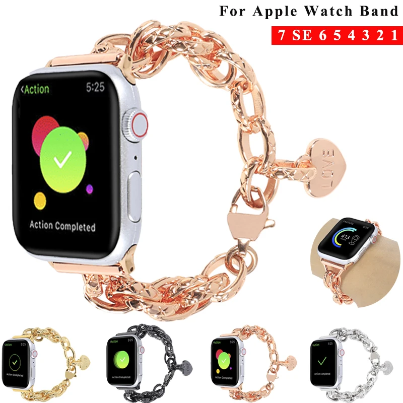 

Matel Smart Strap for Apple Watch Band 45mm 44mm 42mm 41mm 40mm 38mm Luxury Watchband Bracelet for IWatch Series 7 SE 6 5 4 3 2