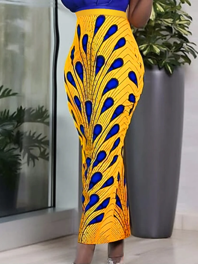 Юбка-карандаш женская с высокой талией модная Длинная желтая офисная вечерняя