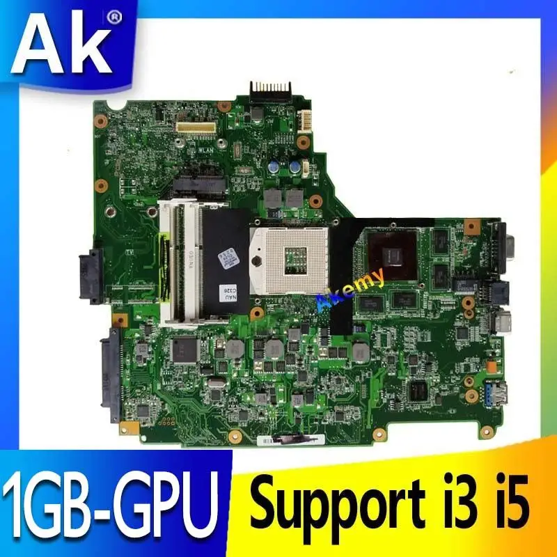 

Материнская плата AK N61JA для ноутбука Asus N61J N61JA N61JQ, материнская плата REV2.1, полностью протестированная, поддержка процессора i3 i5 1GB-GPU