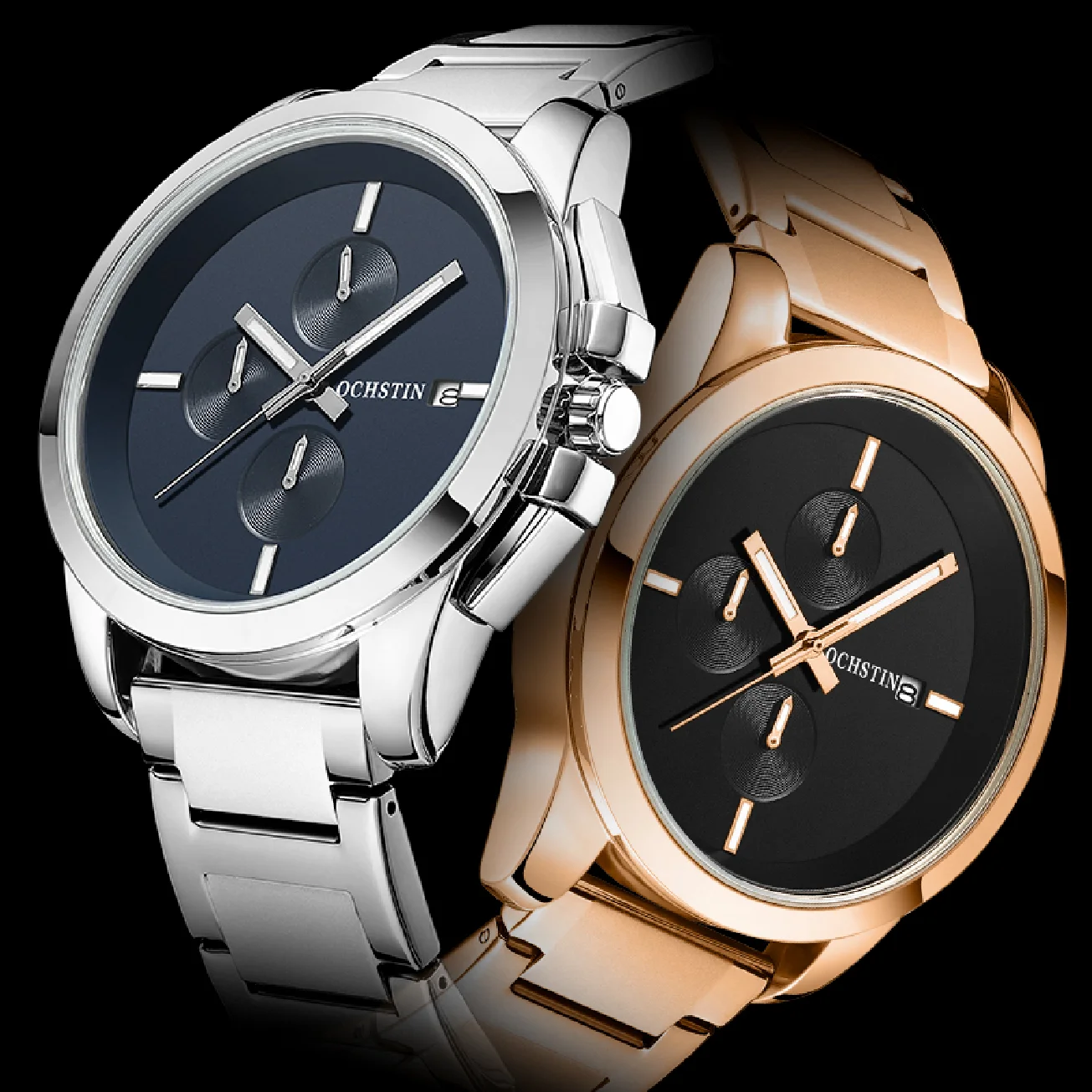 

OCHSTIN Men Chronograph Business Quartz Watch Top Brand Luxury Chronograph Analog Stainless Steel Waterproof Wristwatch