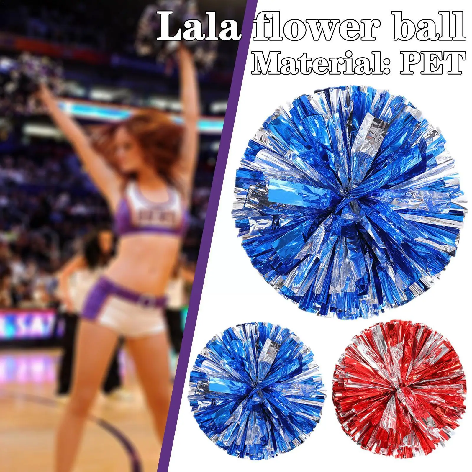 

1 Pair Cheerleading Pompoms Ball Plastic Cheerleader Aerobics Hand Flower Ball For Games School Sports Competition K8m8
