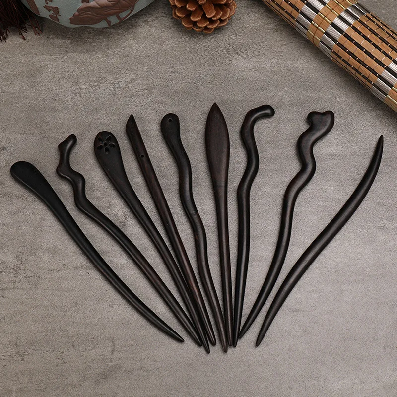 Traditional Hair Sticks Hair Clips Hairpins Carved Wooden Hair Fork Vintage Chop Stick Headwear For Women Jewelry New Arrival