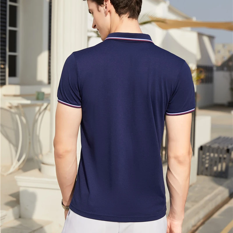 2022 New Fashion Brand Polo Shirt Men's Summer Mandarin Collar Slim Fit Solid Color Button Breathable Polos Casual Men Clothing