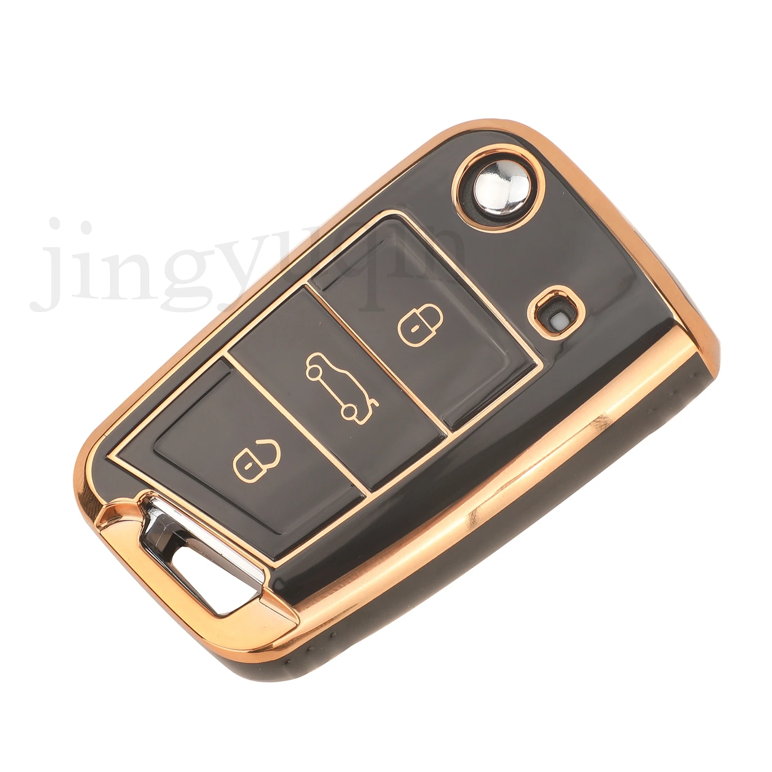 Jingyuqin ТПУ Чехол Для Ключей От Машины 3BTN Складной Брелок VW Volkswagen Golf 7 MK7 Tiguan MK2 Seat Ateca