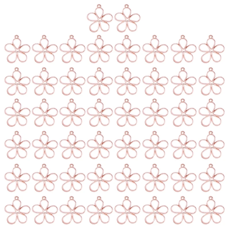 

Set of 50 DIY Elegant Hollow Flower Pendants Hollow Flower Jewelry Making Part