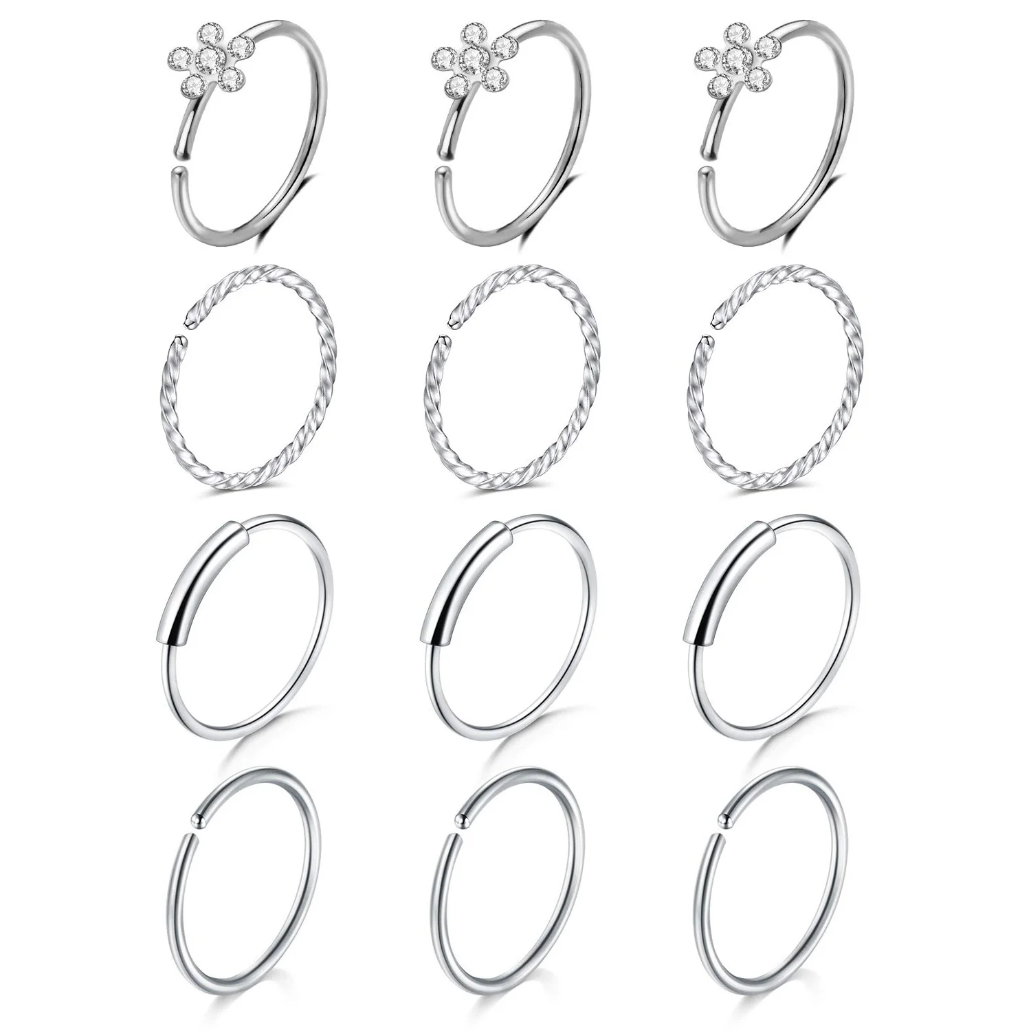 1-12 шт., серьги-кольца из хирургической стали, 8 мм