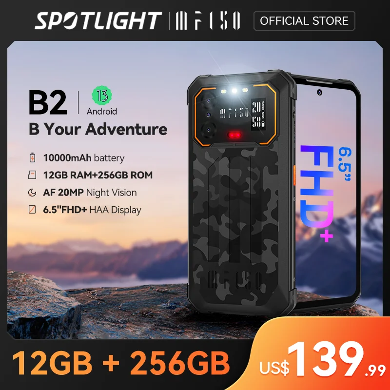 [Prima Mondiale] Iiif150 B2 6.5 "Fhd + Display Rugged Machine Night Vision 10000Mah 48Mp Fotocamera Android13 12Gb(6 + 6 Esteso) 256Gb
