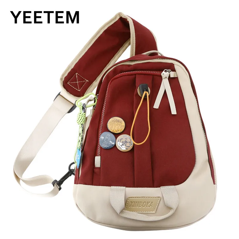 

Canvas Bag Female Street Fashion Multi-layer Zipper Chest Casual Japanese Shoulder 2022 New Student Messenger Bags