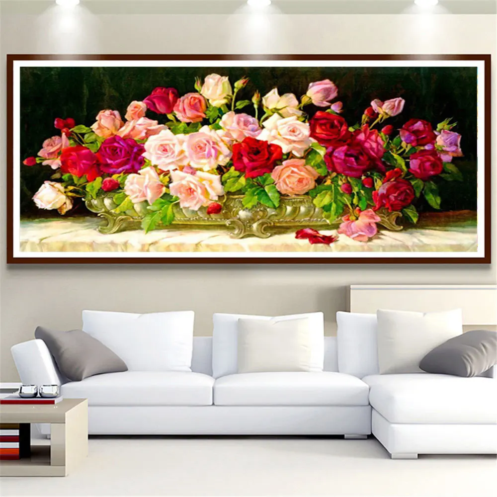 

Huacan Diamond Art Painting Rose Flower 5d Diy Mosaic Cross Stitch Peony Embroidery Home Decor Crystal Picture