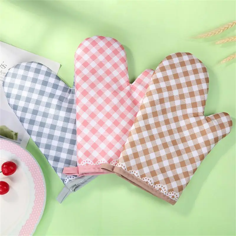 

Anti-scalding Oven Gloves Non-slip With Hook Oven Handschoen Hand Clip Cute Kitchen Baking Gloves Kitchen Baking Supplies