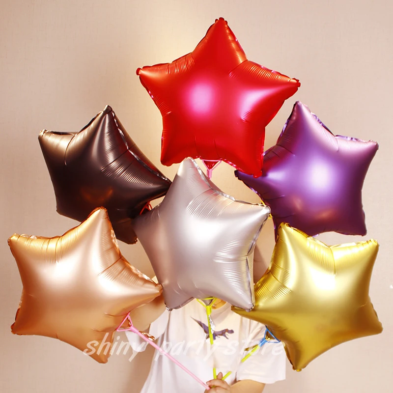 

5/10/50pcs 18inch Matte Pentagram Heart Aluminum Foil Balloon Wedding Proposal Birthday Party Gold Helium Balloons Decorations