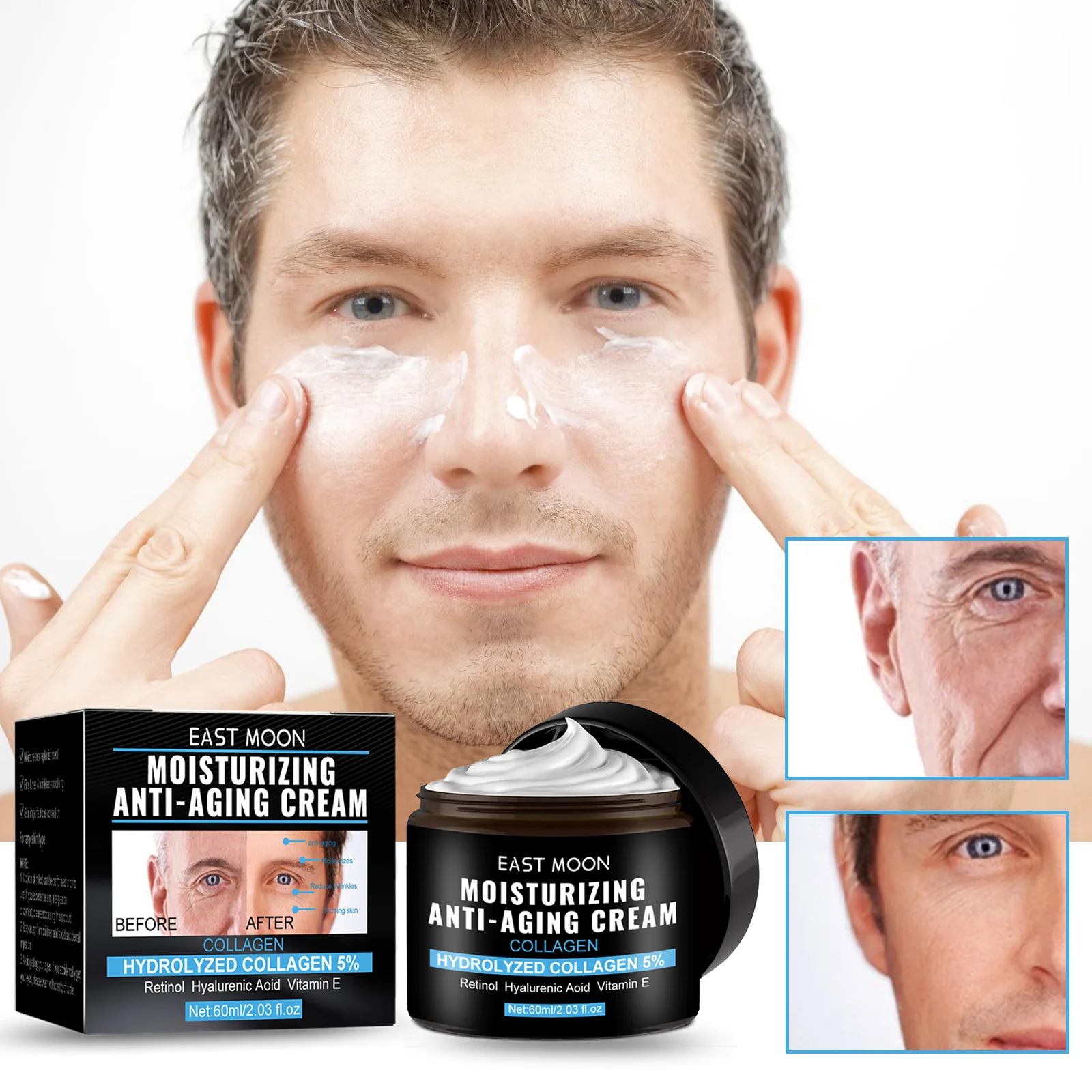 

Крем для лица Retinol против морщин для мужчин, увлажняющий антивозрастной крем для подтягивания и подтяжки кожи лица, гладкая Корейская проду...