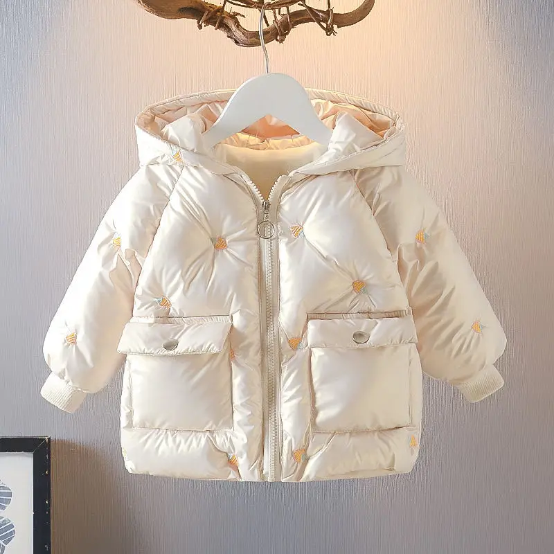 

Утепленное хлопковое пальто с флисовой подкладкой для маленьких девочек, хлопковая куртка, пуховая хлопковая зимняя одежда, пальто с корейским зажимом в западном стиле, теплая куртка с принтом