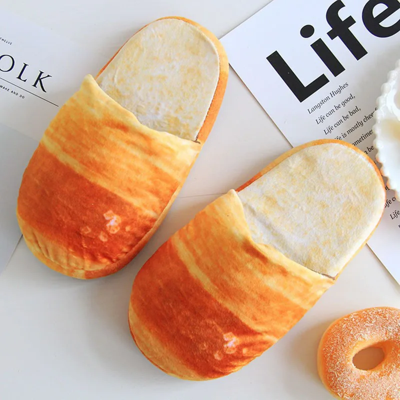 Cute Emulation Soft Slipper Women Fashion Bread Burger Winter Slippers Men Indoor Non-slip Slippers Funny Toast Shoes Size 42