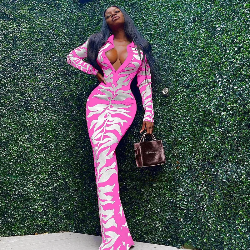 

Luxvision Dresses Fashion Sexy Printed Skiiny Women Maxi Dress
