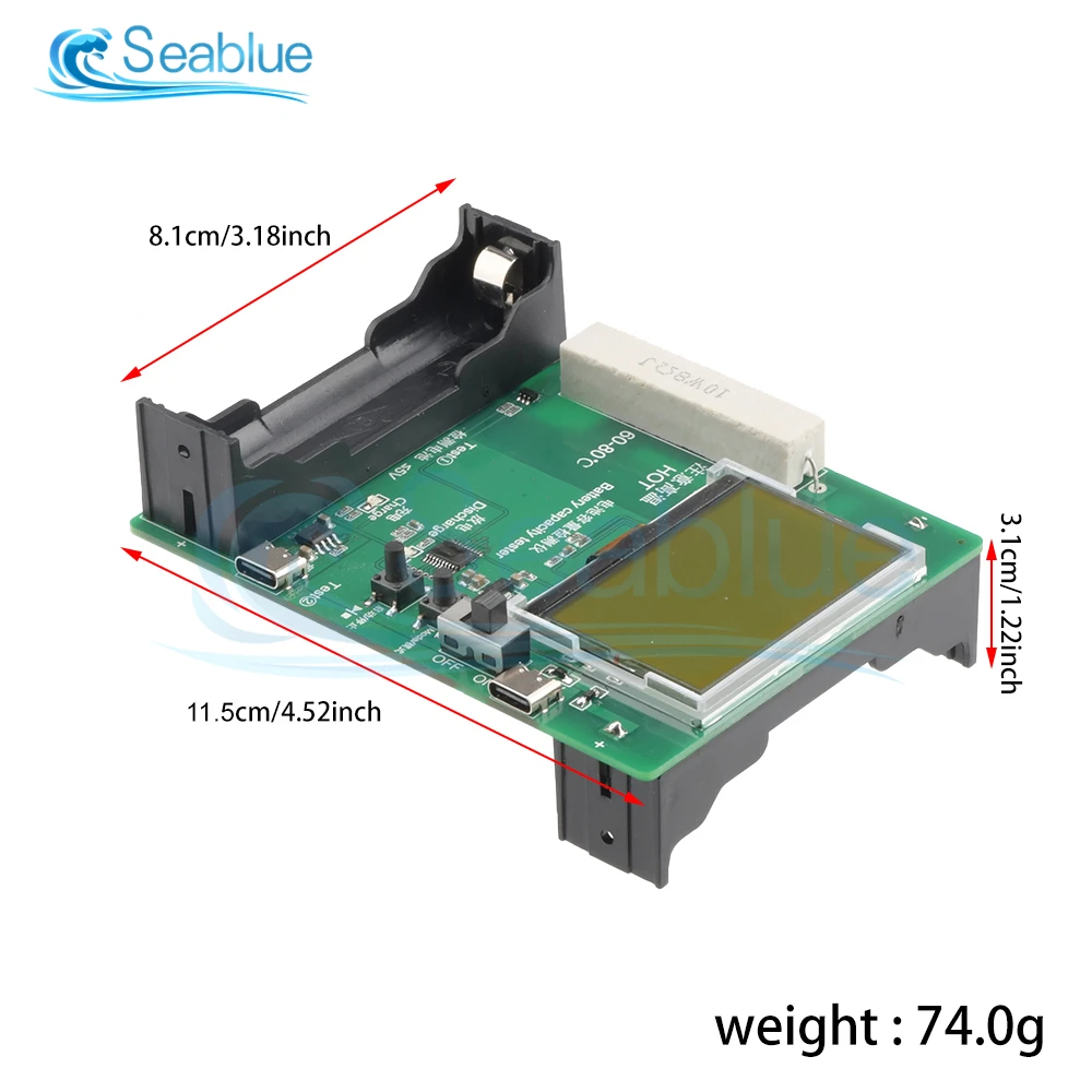 Тестер емкости аккумуляторов 5-12 В постоянного тока с ЖК-дисплеем мА · ч MWh для