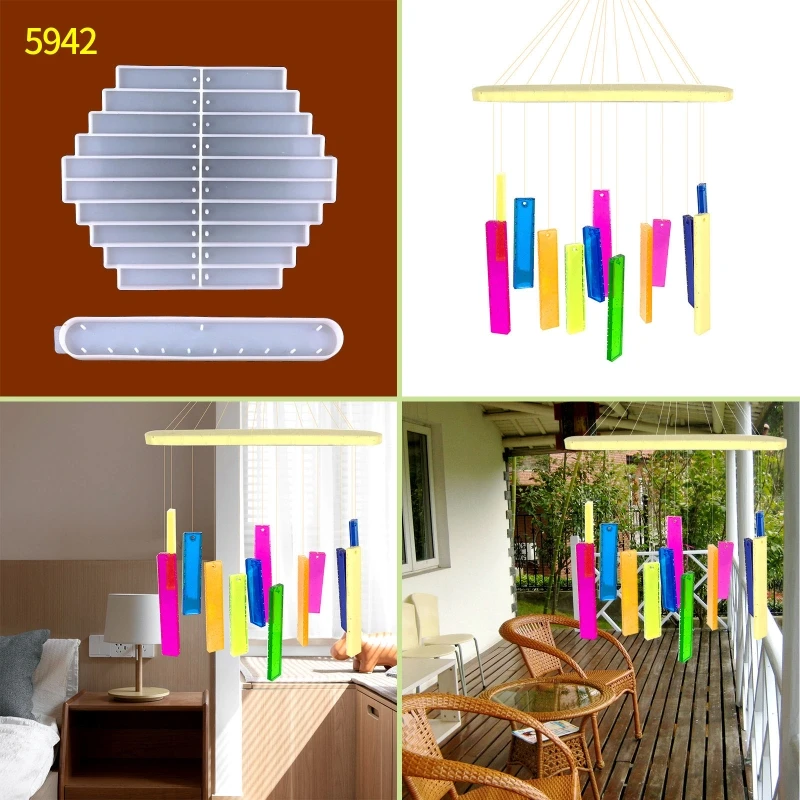 

Силиконовая форма с изображением китайских колокольчиков, для самостоятельной сборки, подвеска с изображением ветра для дома, сада, двора, ...