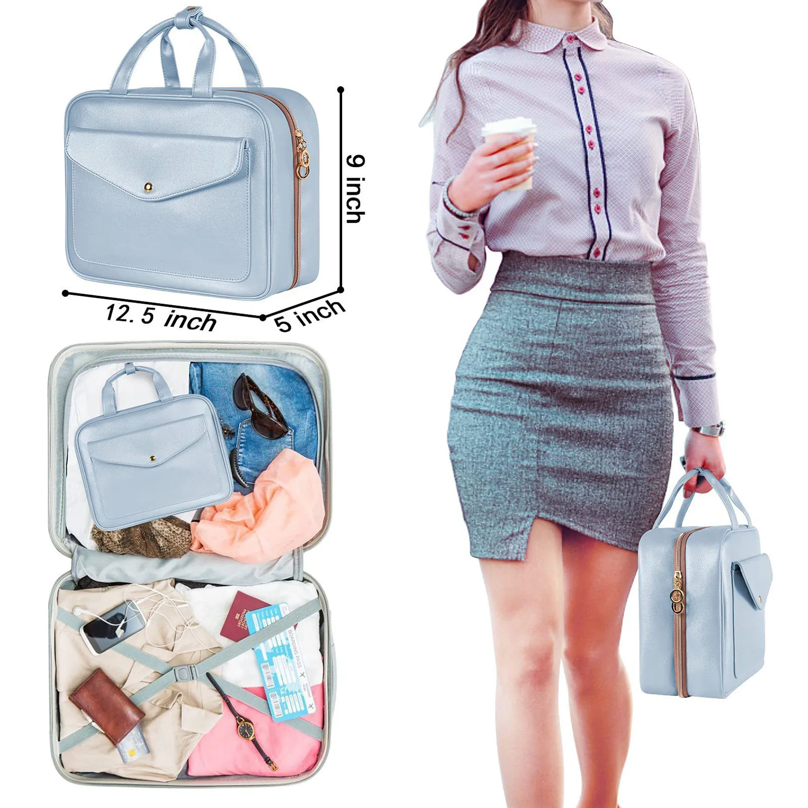 

Cosmetic Bags Train Case Travel Makeup Bags for Makeup Brushes Toiletry Jewelry Convenient Adjustable Trip Bottles SEC88