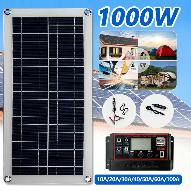 

From 20W-1000W Solar Panel 12V Solar Cell 10A-100A Controller Solar Panels for Phone Car MP3 PAD Charger Outdoor Battery Supply